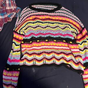Vibrant Multicolor Knit Shoulder Bag